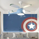 Blue Helicopter Modern Ceiling Fan With Light - Clowas